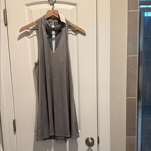 Olivaceous Gray Velvet Mini Dress